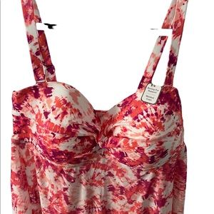 Plus Size Babydoll Tankini Swimsuit Top Pinks 2X